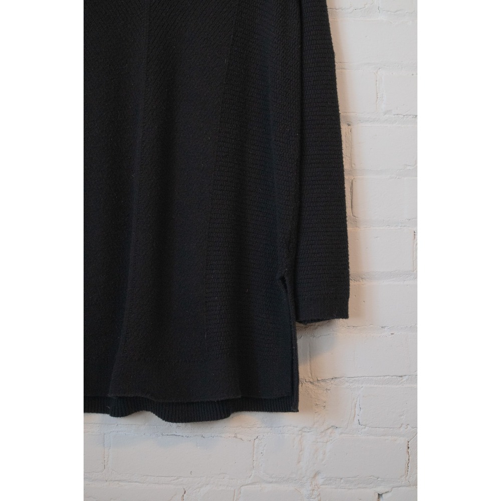 J. Jill Black V-Neck Tunic Sweater Mixed Stitch Cotton Blend Long Sleeve Medium - Picture 3 of 6